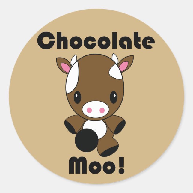 Adesivo Redondo Chocolate Moo Kawaii (Frente)