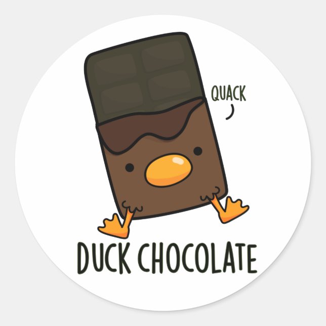 Adesivo Redondo Chocolate Pato Funny Dark Chocolate Pun (Frente)