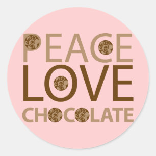 Adesivo Redondo Chocolate Peace Love