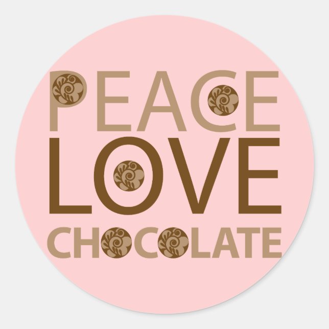 Adesivo Redondo Chocolate Peace Love (Frente)