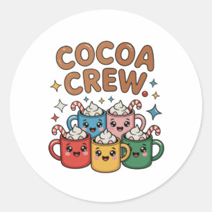 Adesivo Redondo Chocolate Quente Cocoa Crew Kawaii Natal Xmas