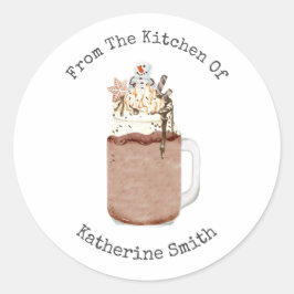 Adesivo Redondo Chocolate Snowman Milkshake Da Cozinha De