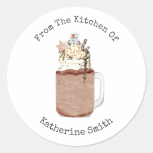 Adesivo Redondo Chocolate Snowman Milkshake Da Cozinha De