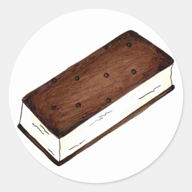 Adesivo Redondo Chocolate Vanilla Sorvete Sandwich Comida (Frente)