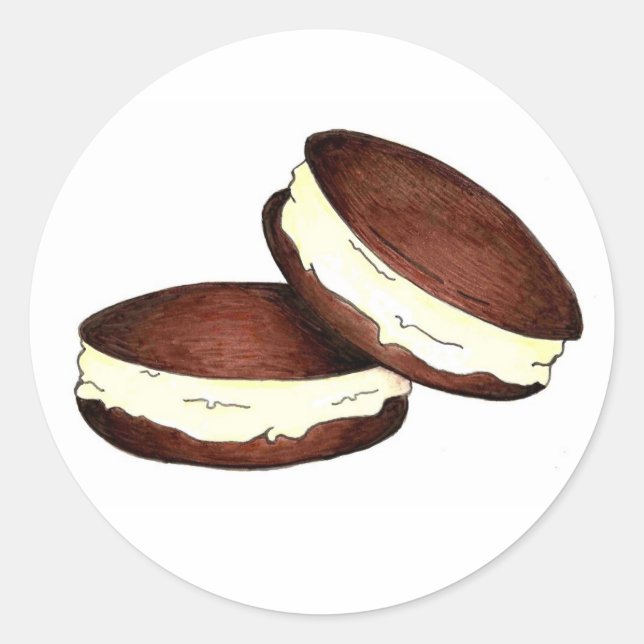 Adesivo Redondo Chocolate Whoopie Pie PA Dessert Foodie Holandês (Frente)