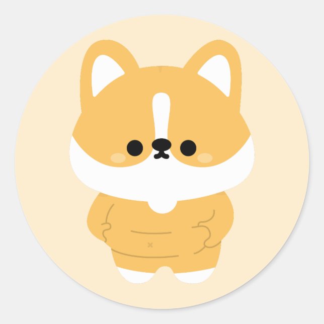 Adesivo Redondo Chonky Corgi (Frente)