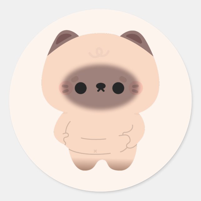 Adesivo Redondo Chonky Siamese Cat (Frente)