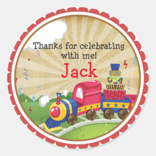 Adesivo Redondo Choo Choo Train Birthday Stickers