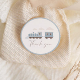 Adesivo Redondo Choo Choo Train Boys Festa de aniversário Azul