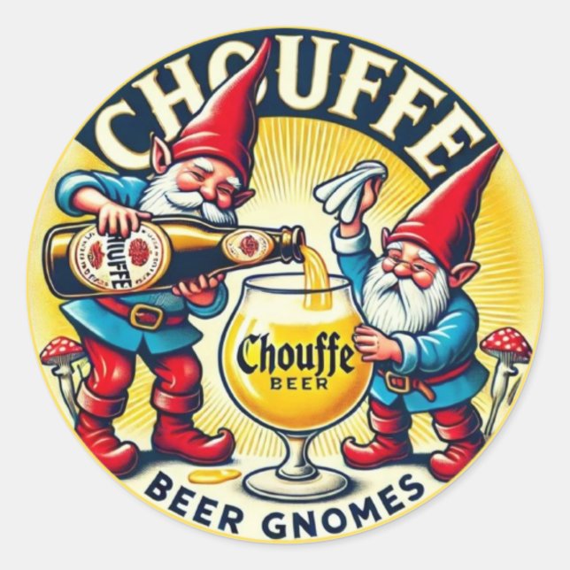 Adesivo Redondo Chouffe Beer Gnomes Theme Design (Frente)