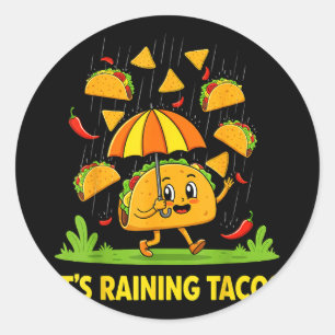 Adesivo Redondo Chove tacos guarda-chuva salsa nachos cinco de mai