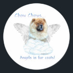 Adesivo Redondo Chow Chow Angel - Sticker<br><div class="desc">Quem é o anjo em sua vida? Você sabe que seu Chow é um anjo com pelo. Mostre o seu anjo com as nossas 'Chow Chows' - anjos em design de casaco de pelo em um chaveiro,  barba,  mouse pad,  ímã,  caneca,  t-shirt e muito mais</div>