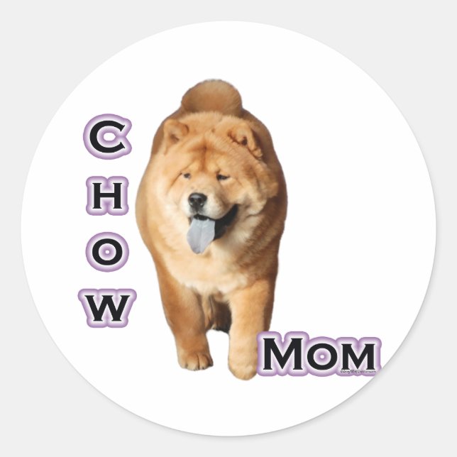 Adesivo Redondo Chow Chow Mãe 4 - Sticker (Frente)
