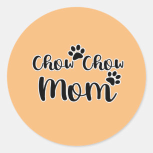 Adesivo Redondo Chow Chow Mãe Pawprint Typografia