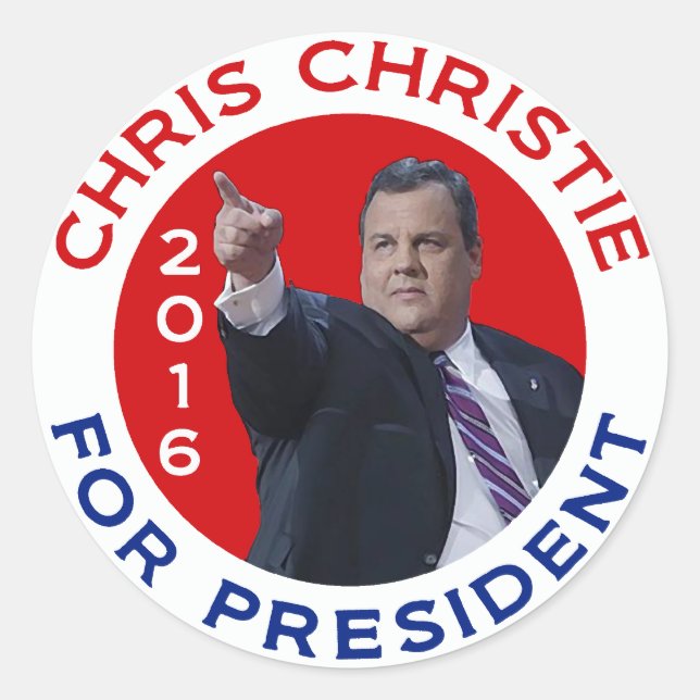 Adesivo Redondo Chris Christie Para Presidente 2016 (Frente)