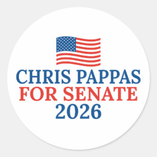 Adesivo Redondo Chris Pappas para Senado Eleição 2026