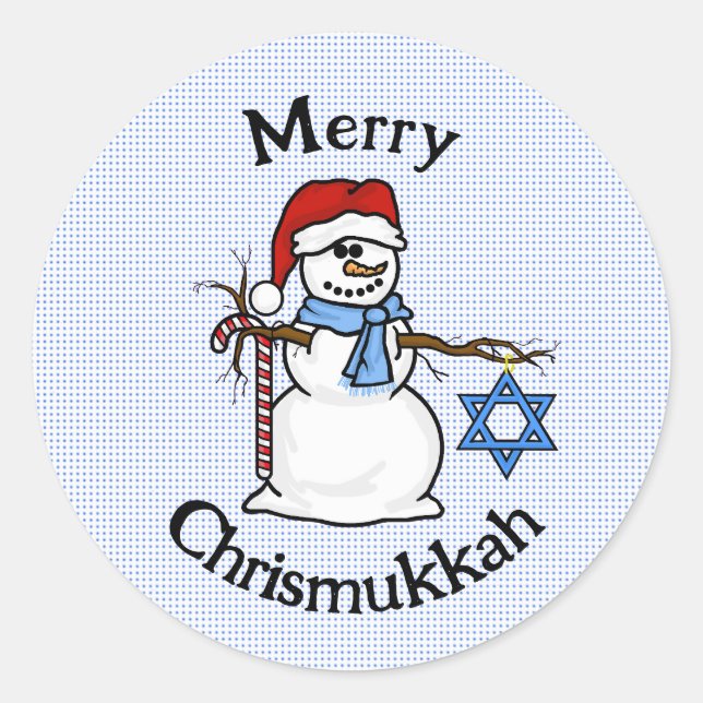 Adesivo Redondo Chrismukkah Snowman Stickers (Frente)