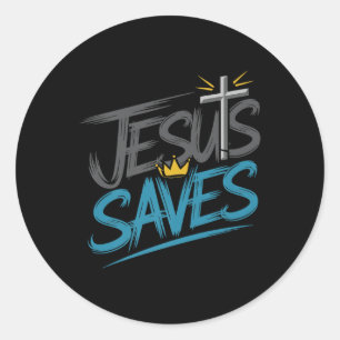 Adesivo Redondo Christan Jesus Salva Premium