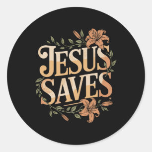Adesivo Redondo Christan Jesus Salva Premium