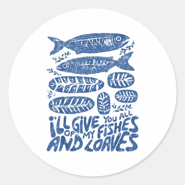 Adesivo Redondo Christian 2 Fishes 5 Breads 5000 Against  (Frente)