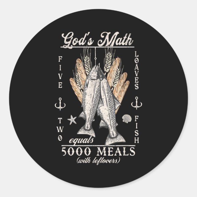 Adesivo Redondo Christian 2 Fishes 5 Breads 5000 Against  (Frente)