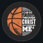 Adesivo Redondo Christian Basketball Love All Things I Can Do<br><div class="desc">Christian Basketball Love All Things I Can Do Through Christ Gift. Perfect gift for your dad,  mom,  papa,  men,  women,  friend and family members on Thanksgiving Day,  Christmas Day,  Mothers Day,  Fathers Day,  4th of July,  1776 Independent day,  Veterans Day,  Halloween Day,  Patrick's Day</div>