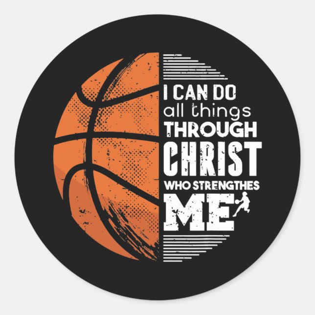 Adesivo Redondo Christian Basketball Love All Things I Can Do (Frente)