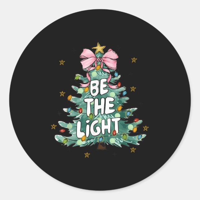 Adesivo Redondo Christian Be The Light Christmas Tree Bíblia Versu (Frente)