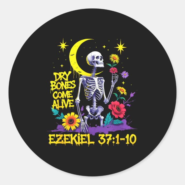 Adesivo Redondo Christian Bible Verse Dry Bones Come Alive Ezekiel (Frente)