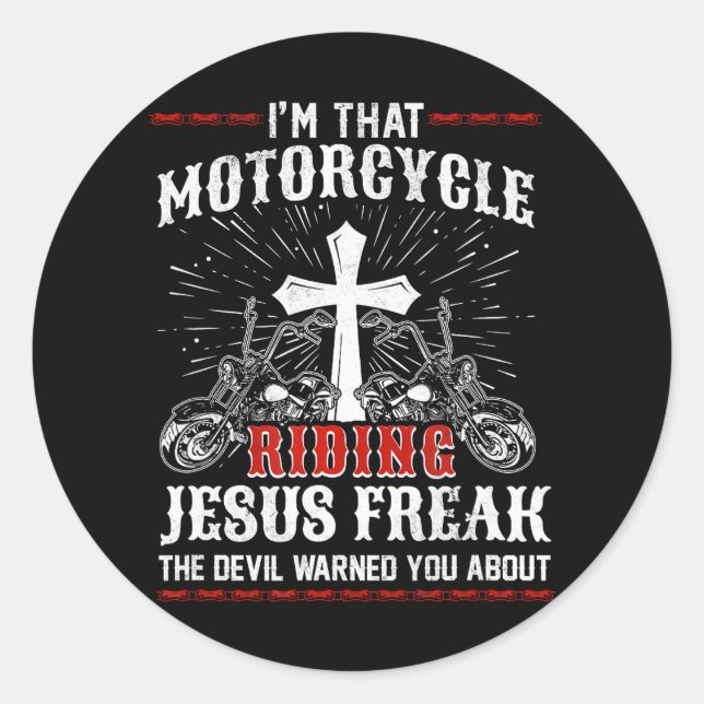 Adesivo Redondo Christian Biker, sou aquele Jesus. (Frente)