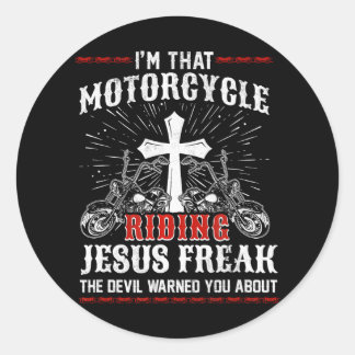 Adesivo Redondo Christian Biker, sou aquele Jesus.