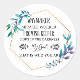 Adesivo Redondo Christian Blue Floral Wreath