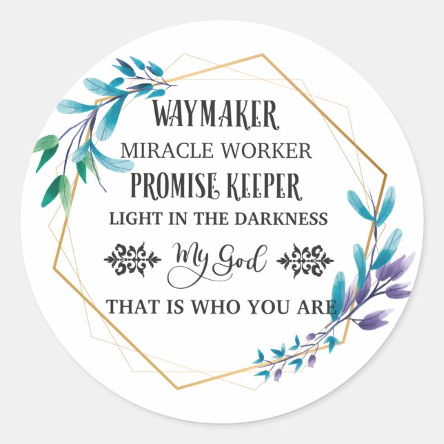 Adesivo Redondo Christian Blue Floral Wreath (Frente)