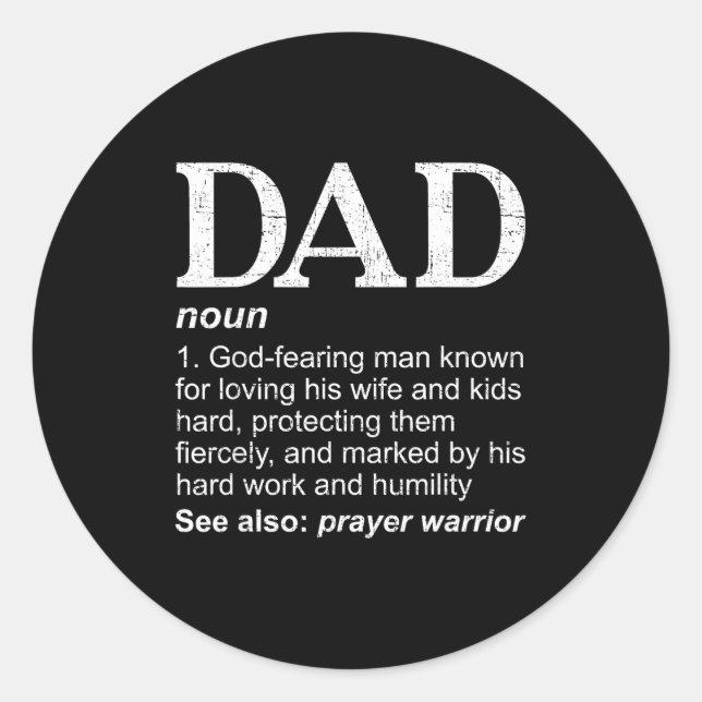Adesivo Redondo Christian Dad Definition Fathers Day Dad  (Frente)