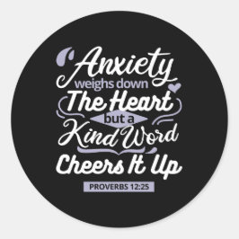 Adesivo Redondo Christian Encouragement Quote – Anxiety & Kindness