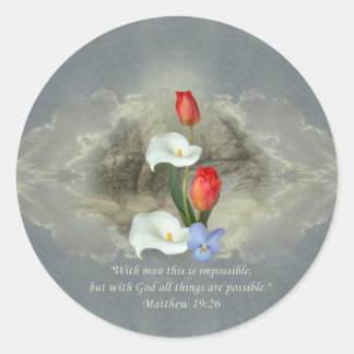 Adesivo Redondo Christian Faith Art ~ Matthew 19:26