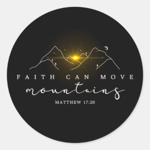 Adesivo Redondo Christian Faith Sunrise Nas Montanhas White Script