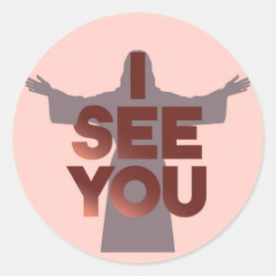 Adesivo Redondo Christian Jesus está te vigiando, Jesus.