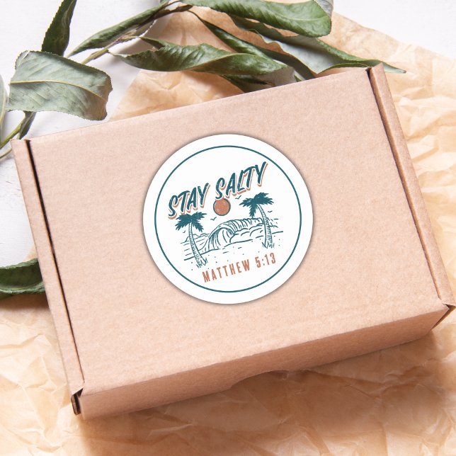 Adesivo Redondo Christian Keep Salty Matthew 5:13 Verse Retro (Criador carregado)