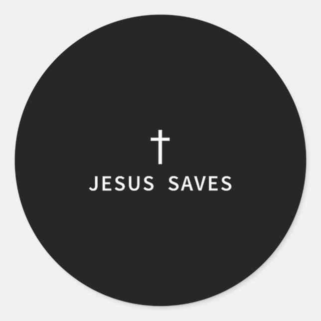 Adesivo Redondo Christian Minimal Cross Jesus Saves Religious Mode (Frente)