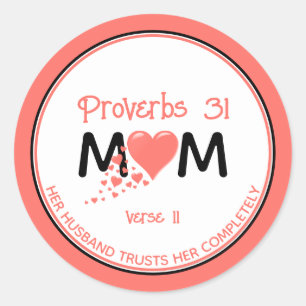 Adesivo Redondo Christian PROV 31 MOM Coral Heart Mother's Day
