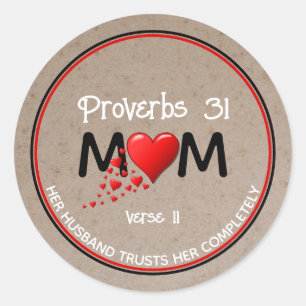 Adesivo Redondo Christian PROV 31 MOM Red Heart Dia de as mães Kr
