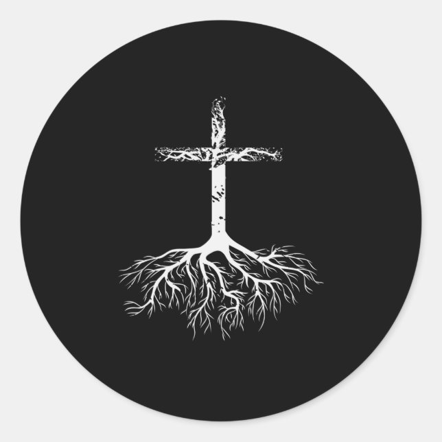 Adesivo Redondo Christian Root sua fé em Jesus Cristo Root Tre (Frente)