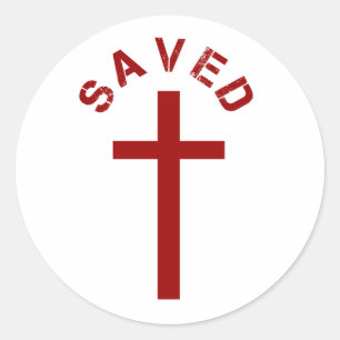 Adesivo Redondo Christian Saved Red Cross e Design de texto