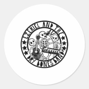 Adesivo Redondo Christian Skeleton Ezekiel E Bíblia Seca De Banda 