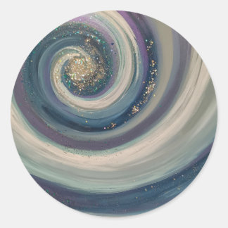 Adesivo Redondo Christian Sticker Abstrato Culto Art Blue Swirl