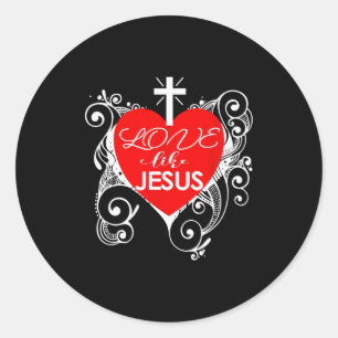 Adesivo Redondo Christian Valentine -amor Como Jesus Coração Fashi