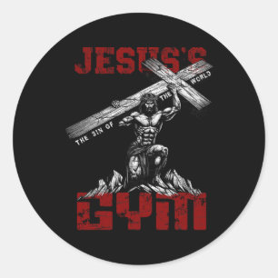 Adesivo Redondo Christian Workout Gym Bodybuilder Moti