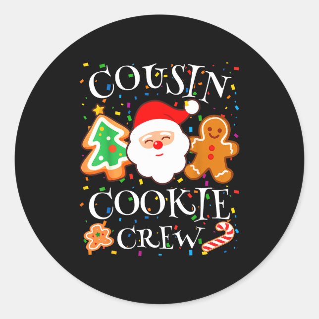 Adesivo Redondo Christmas 2025 Cousin Cookie Baking Crew Squad Fam (Frente)
