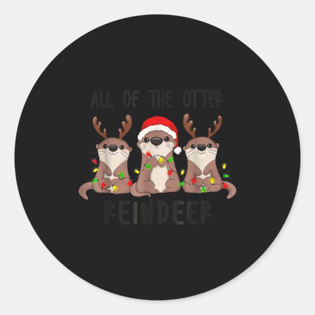 Adesivo Redondo Christmas All Of The Otter Reindeer  (Frente)